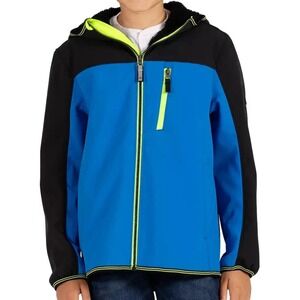 NWT Boys Hooded Softshell Jacket Coat Full Zip Sherpa Fleece Lined Warm Blue